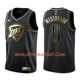 Maillot NBA Oklahoma City Thunder Russell Westbrook 0 Nike Noir Golden Edition Swingman - Homme